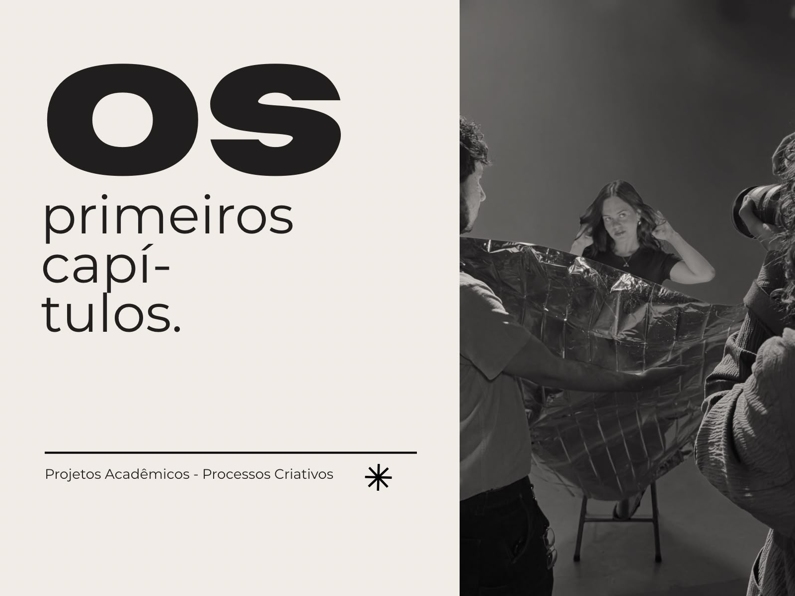 Composição lilás com recortes gráficos e a frase Outros jeitos de ver